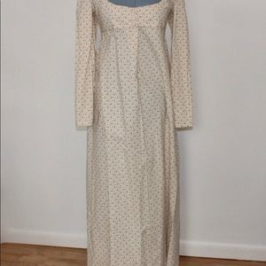 Regency Button Front Gown Red Floral.